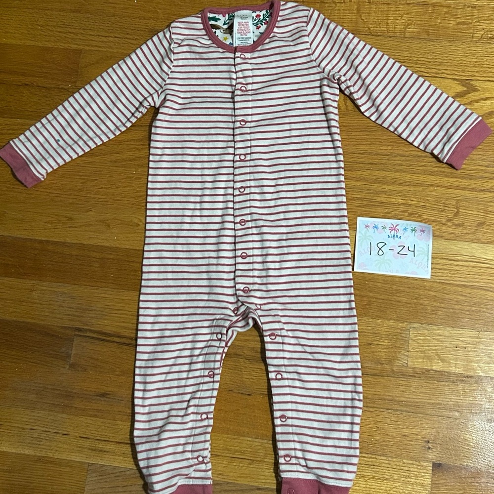 Baby Boden Striped Pink and Cream romper 18-24 girls pajamas